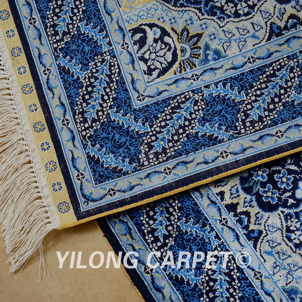 Yilong 2 'x 3' Восточный шелковый ковер темно синий Изысканный персидский коврик
