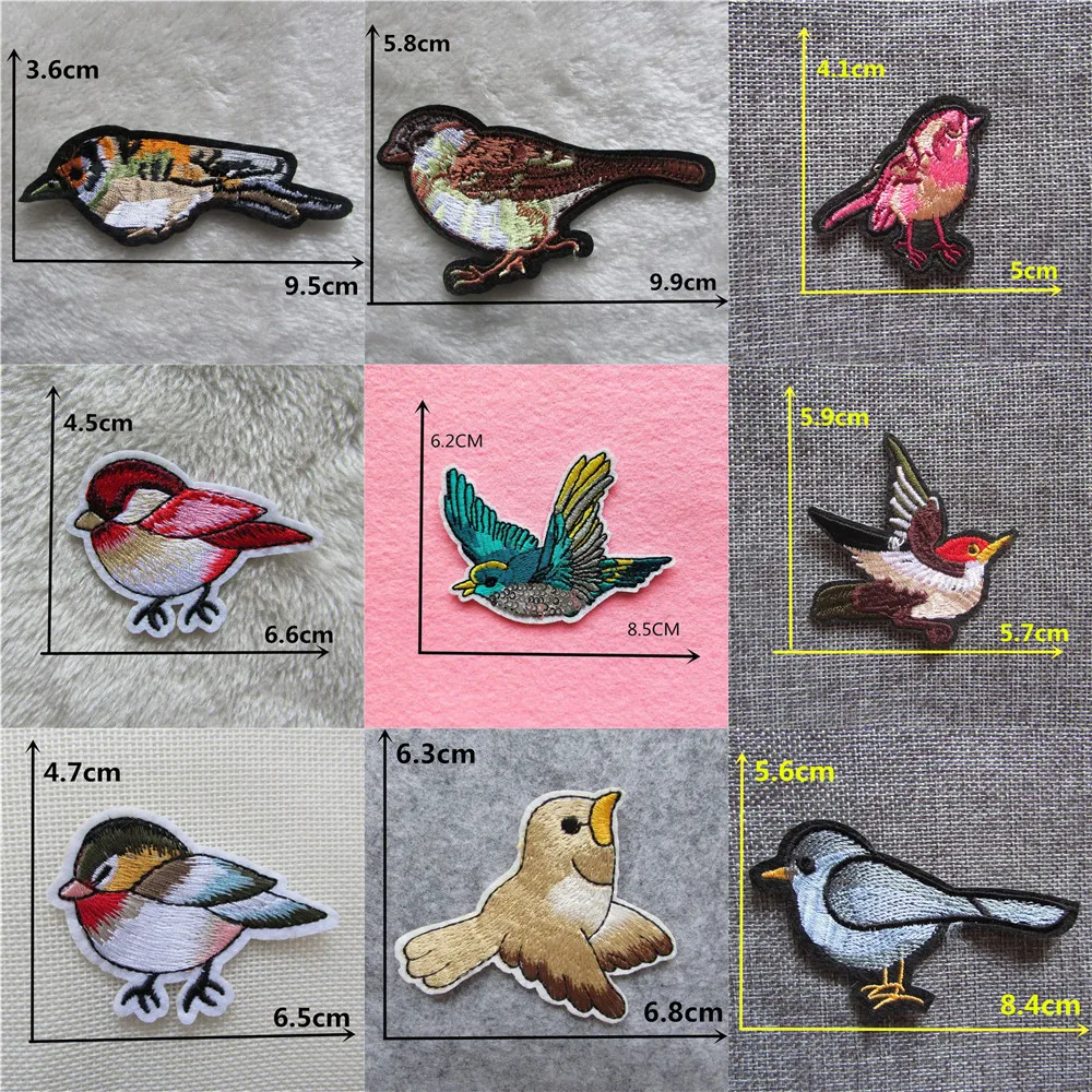 

Bird Animal DIY Cartoon Badges Patch Iron on Clothes Embroidered Appliques Stripes Stickers DIY jeans Accessories Scrapbooking