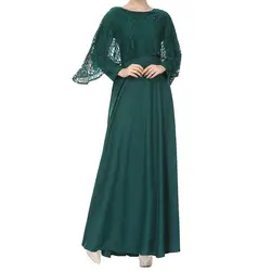 Кружевное сексуальное мусульманское платье, женская блузка однотонная паломническая с длинным рукавом платье ТРАПЕЦИЕВИДНОЕ длинное