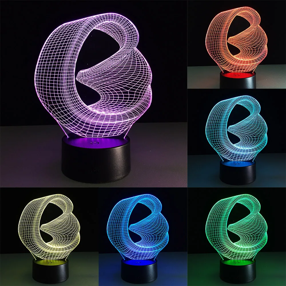 

MUQGEW Action 3D RGB Lamps illusion Visual Night Light 7 Colors Change LED Desk Lamp Bedroom Home Decor Gift Night Light LED