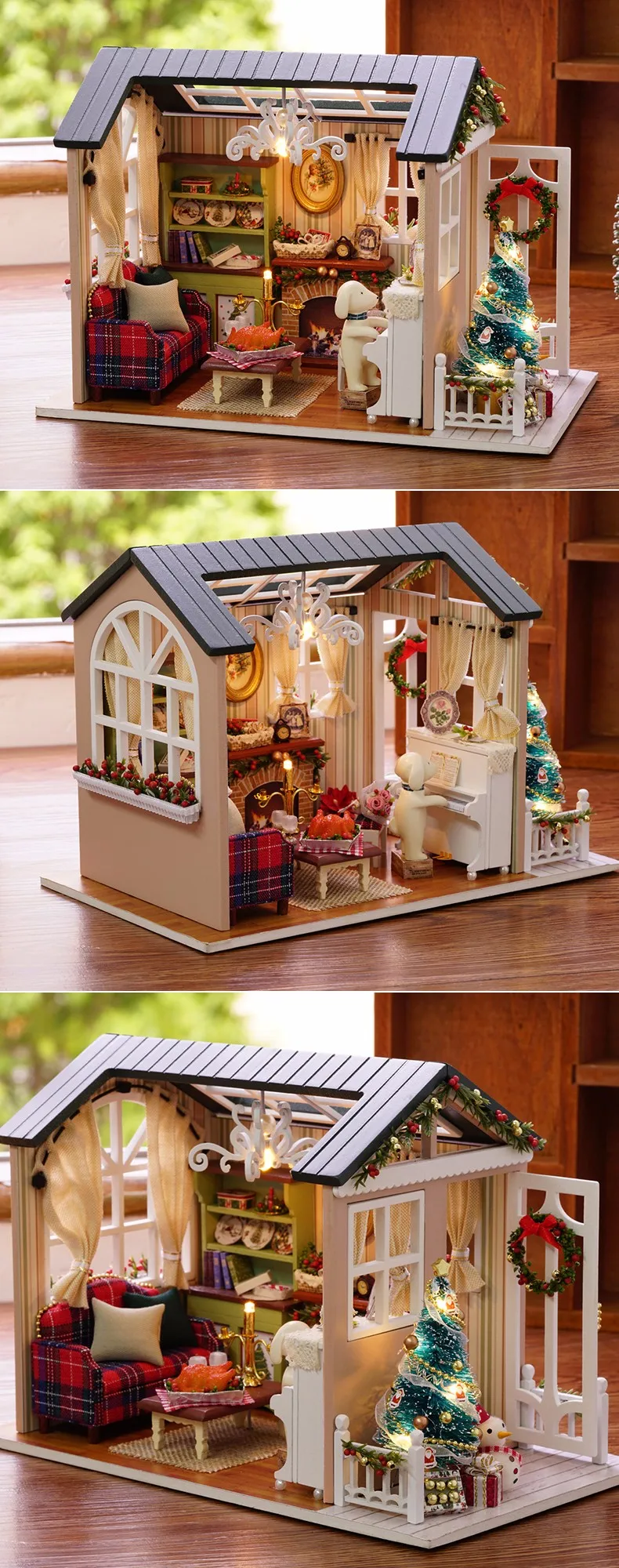 Handmade Furniture Doll House Diy miniature doll house 3D Wooden Miniaturas Dollhouse Toys for Christmas and birthday gift z009 12