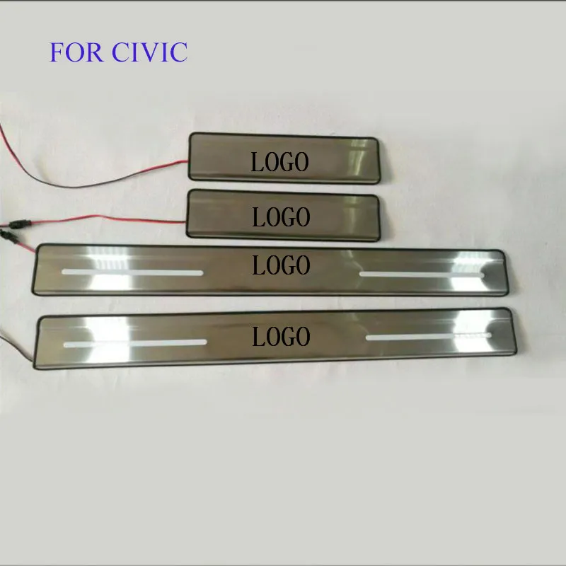 

Car Styling FIT for 2016 Honda CIVIC LED Door Sill Scuff Pedal Door Step light Welcome Pedal