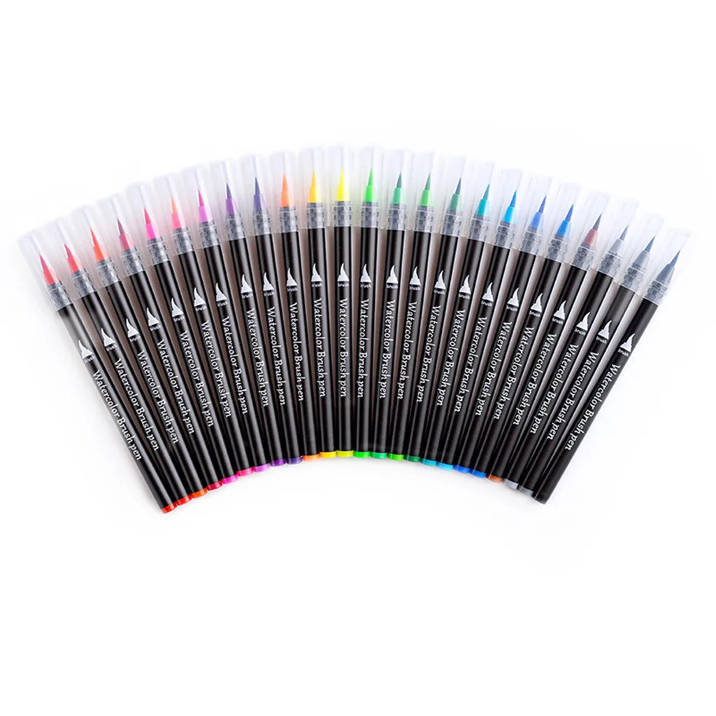 Лучшие продажи продуктов акварельные ручки-щетки с гибкая щетка советы-несколько цветов-набор из 24