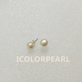 

WEICOLOR Lovely 6-7mm Semiround White Freshwater Pearl Earrings Studs With Sterling Silver Pins.Coontact For Smaller Size!