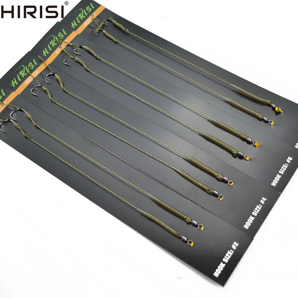 

Hirisi 8pcs Carp Fishing Hook Link Ready Made Hair Combi Rig Teflon Hook Fishing Hooks