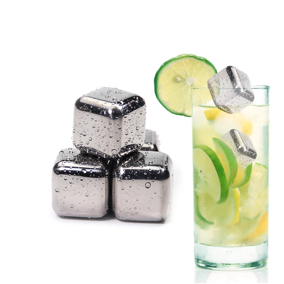 6 pcs Ice Cube Set Whiskey Bullet Stones Stainless Steel Chilling Reusable  Rocks - Warmly Life