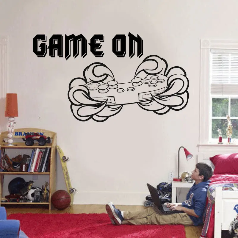 

Game On Quotes Controller Wall Sticker Vinyl Home Decor For Kids Room Teens Bedroom Gaming Room Decals Interior Mural A177