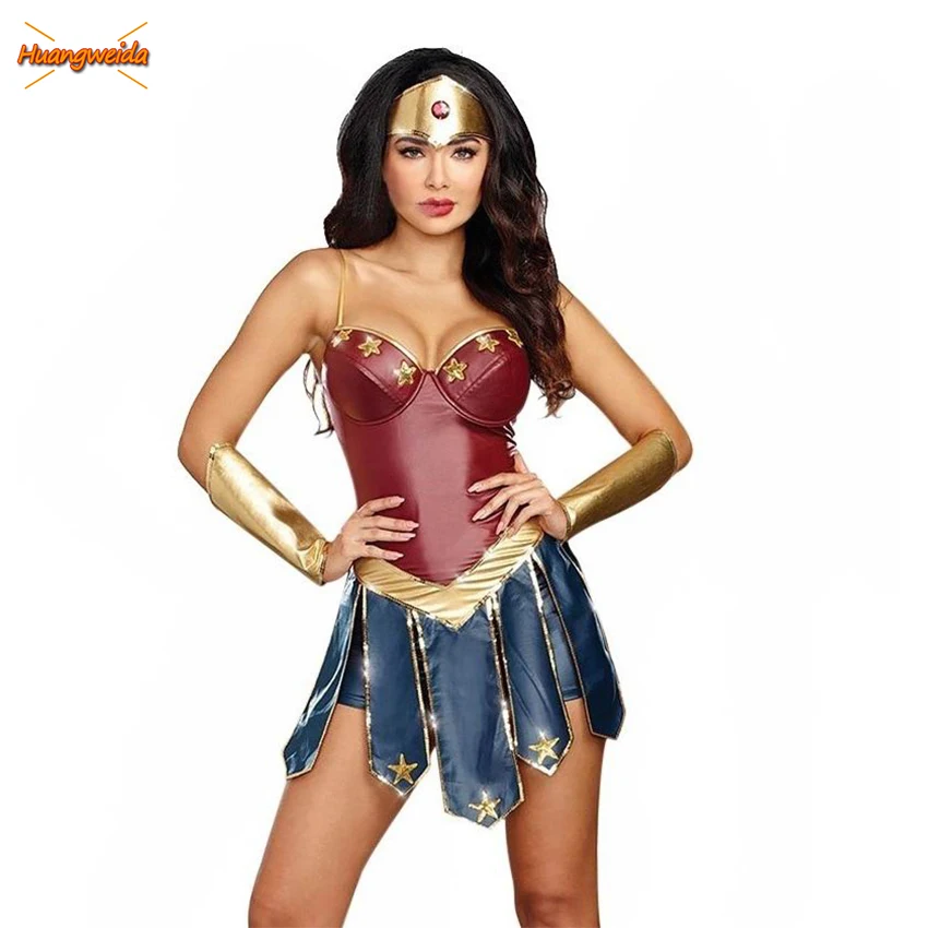 

2019 Wonder Woman Cosplay Costumes Adult Justice League Supper Hero Costume women Halloween Sexy Women Fancy Dress Diana Cosplay