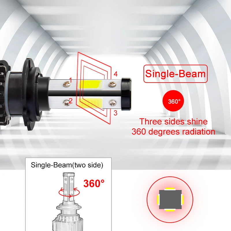 4 стороны люмен COB 100W 11000lm H4 Hi короче спереди и длиннее сзади) H7 H11 9005 9006 автомобиля светодиодный фар автоматические светодиодные лампы для фар головного света и противотуманных фар с возможностью креативного 12v 24v