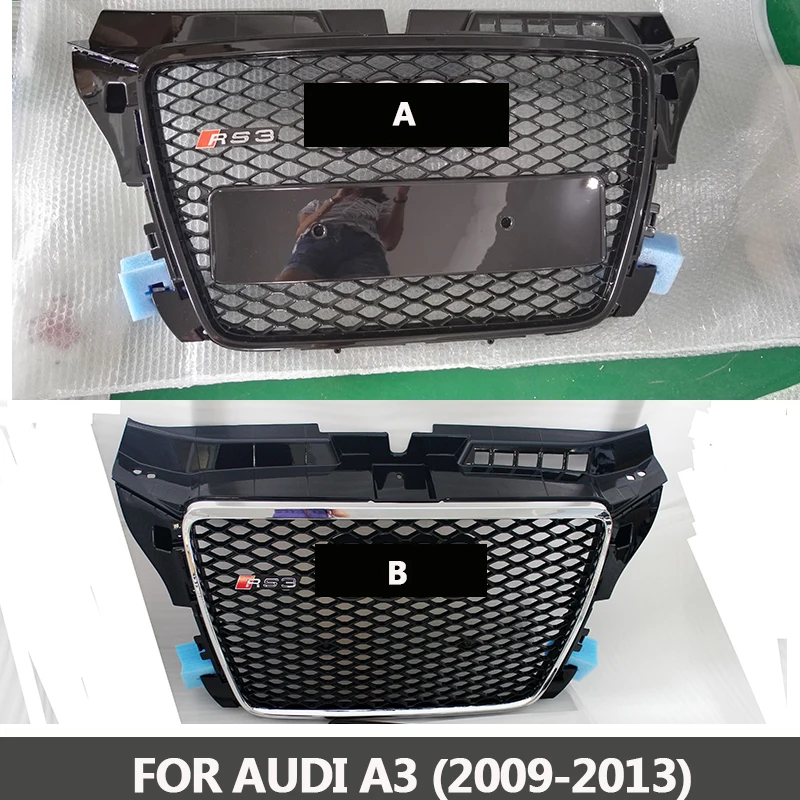 

2009-2013 A3 TO RS3 style ABS chromed black front bumper grille center grill racing grills Fit for Audi A3