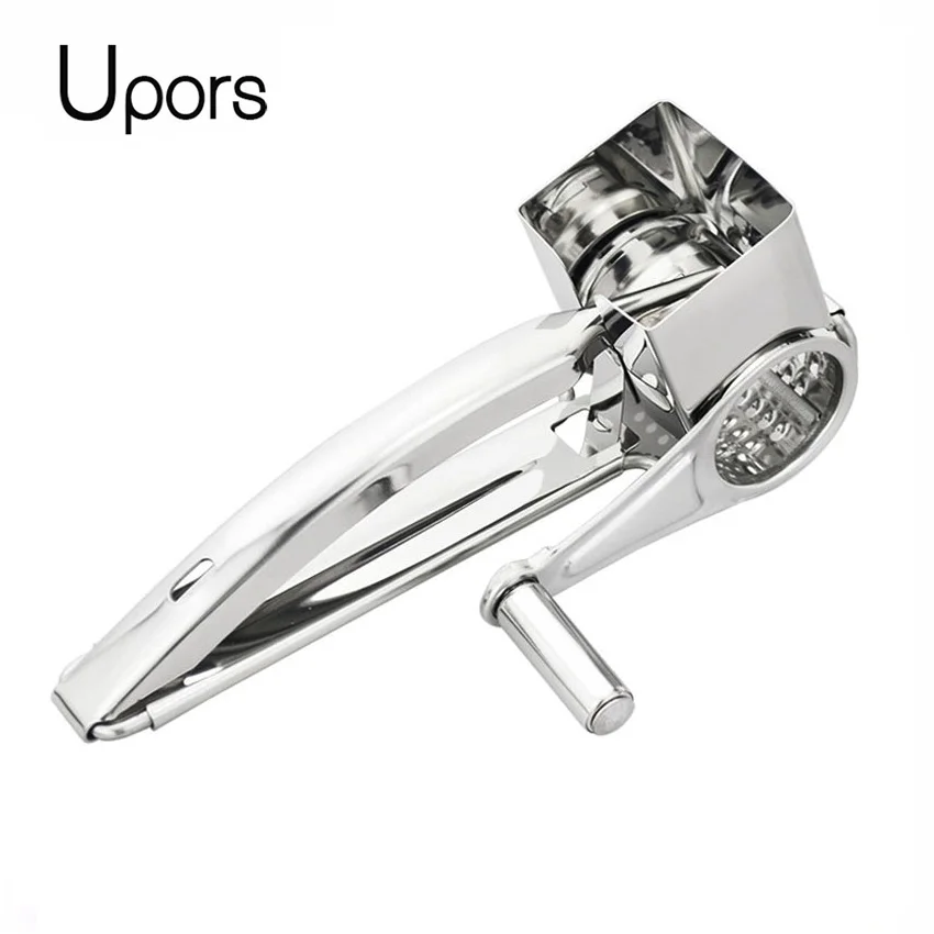 

UPORS Stainless Steel Rotary Cheese Grater 4 Styles Butter Grater Manual Control Cheese Slicer Cutter Butter Shredder