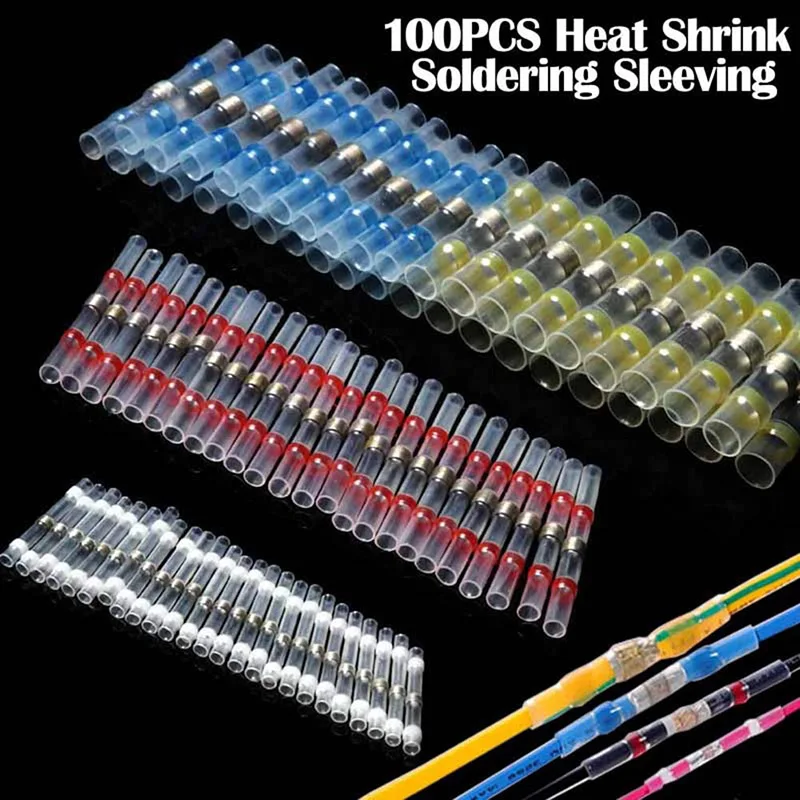

100pcs Heat Shrink Solder Sleeves Wire Crimp Butt Terminals Waterproof Connectors @8 JDH99