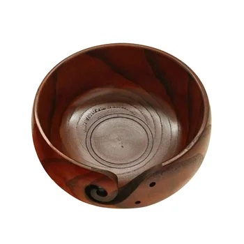 

Wood Yarn Bowl Storage Non Slip Crochet Organizer Smooth Swirl Wool Sekin Knitting Accessory (Random )