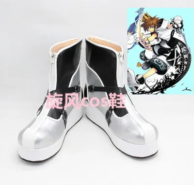 Kingdom Hearts 2 Sora Cosplay Shoes Boots Custom Made Silver color boots | Тематическая одежда и униформа