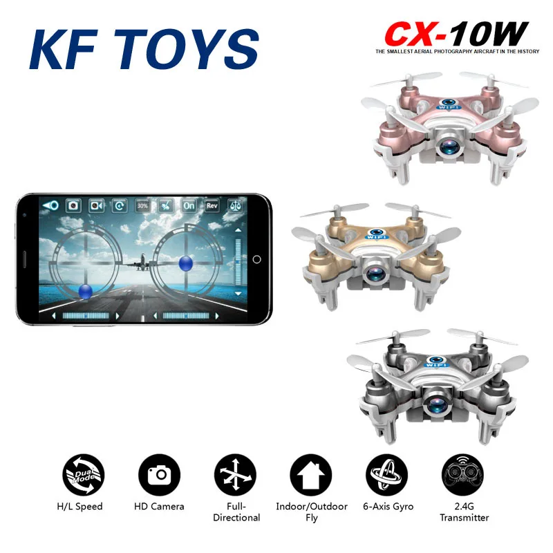 Cheerson CX-10W CX 10 W Радиоуправляемый Дрон Радиоуправляемый квадрокоптер RC Quadcopter нано Дрон с Wi-Fi с Камера 720 P FPV 6 осевой гиростабилизированный мини скоростной Дрон