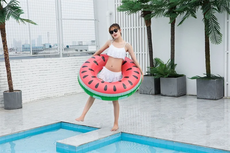 Rooxin 150cm Adult Swimming Ring Strawberry Women Inflatable Swimming Circle Boat Float Pool Summer Water Party Toys