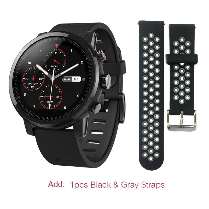 Английская версия Huami Amazfit умные часы Stratos 2 gps PPG пульсометр 5ATM водостойкие спортивные Smartwatch - Цвет: Version2Black.Grey.