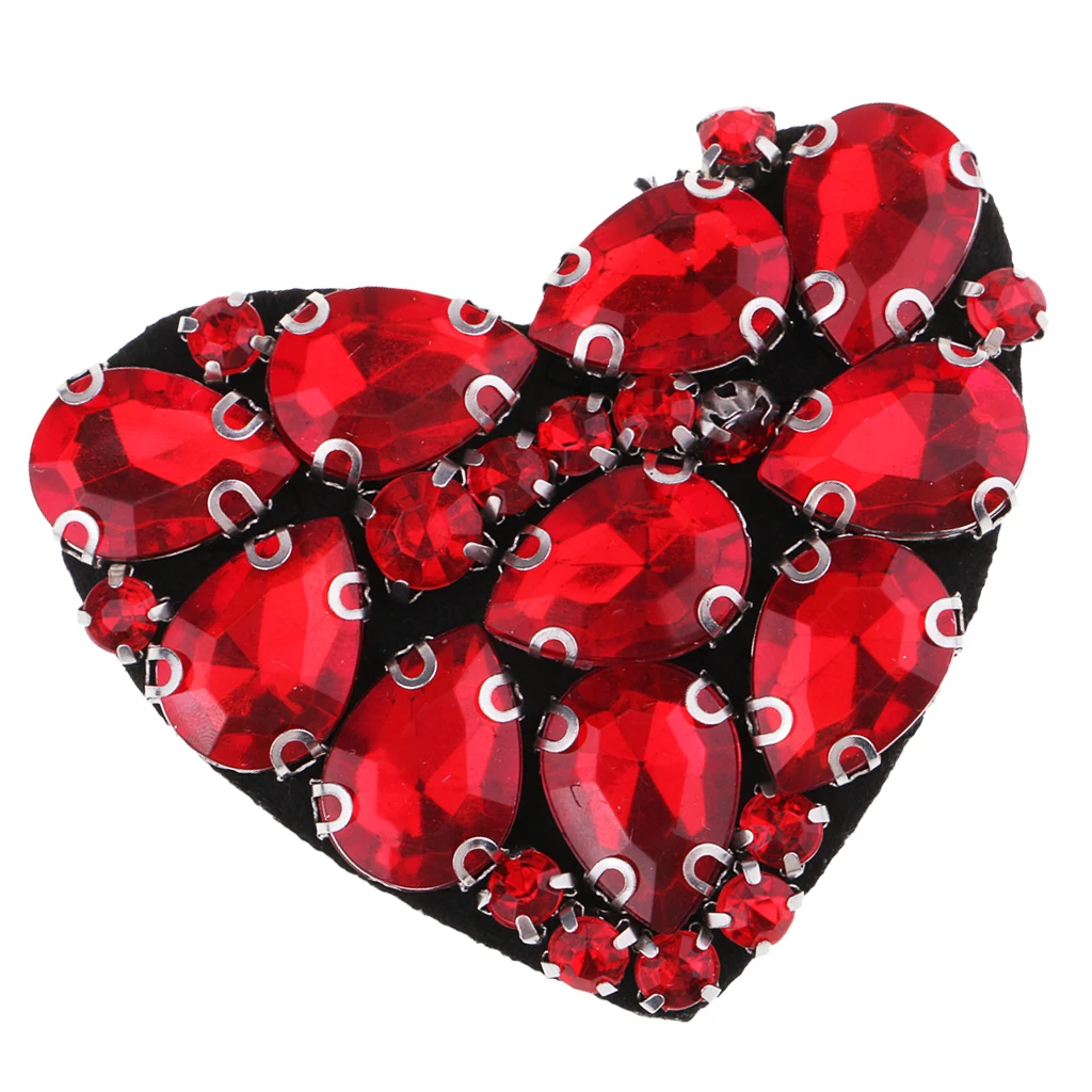 Red Heart Beaded Rhinestones Patch Sew on Patch Embroidered Patch Applique Decoration