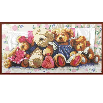 

Needlework,DMC DIY Cross stitch,Embroidery kit set,Baby Bear Family Cross-Stitch decoration painting wall decor Wholesale