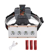 Портативный налобный фонарь, XML-T6, 4 светодиода, профессиональная фара, водонепроницаемый, USB, перезаряжаемый, налобный фонарь, Outodoor, для рыбалки, кемпинга, освещение