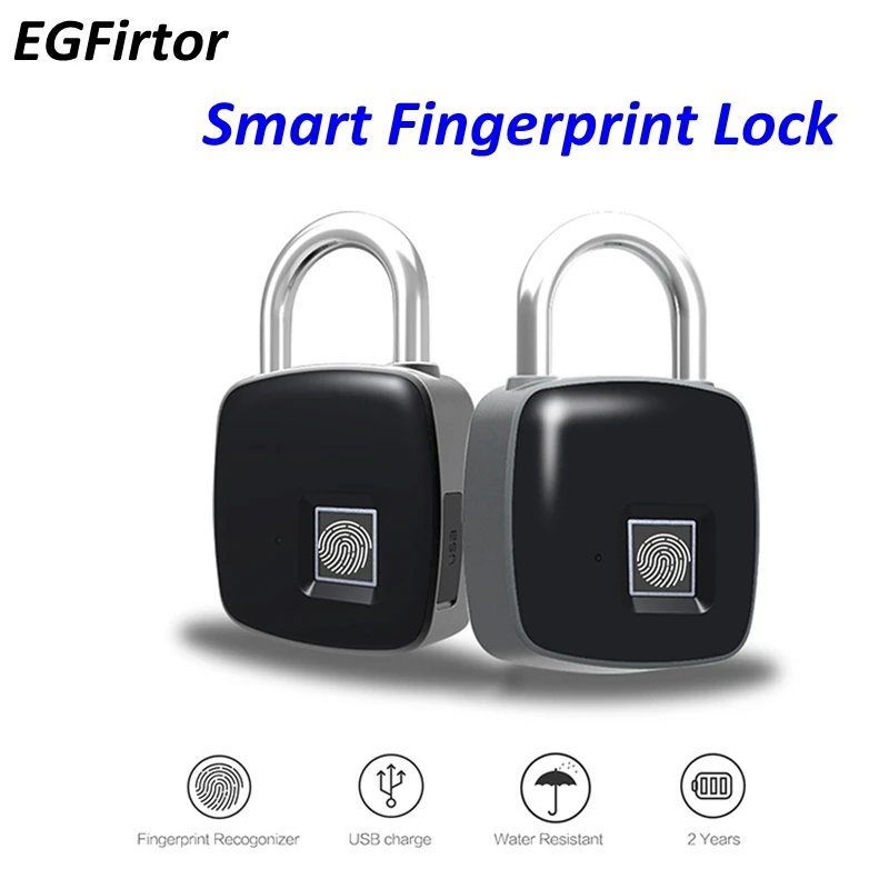 2Pc Independent Fingerprint Padlock Lock Access Control System Biometric Fingerpinter Anti-Theft Padlock Door Lock