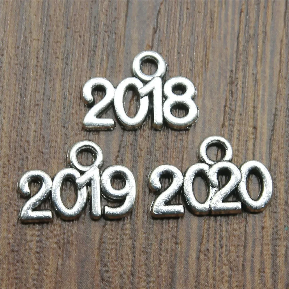 50 шт подвески в виде цифр 2019 2020 античные серебряные Подвески для изготовления