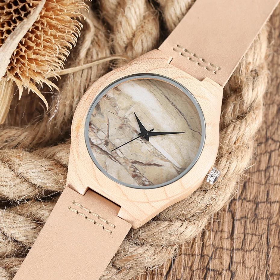 Marble Pattern Face Art Wooden Watch Minimalist Analog Style Natural Bamboo Clock Men and Women Quartz Sport Reloj de madera NEW 2017 (11)