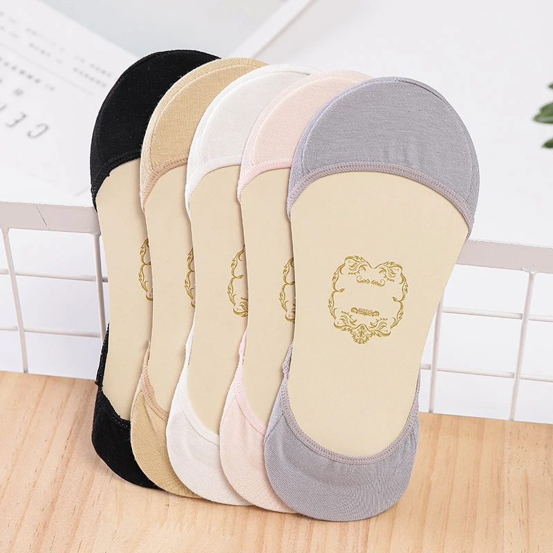 

Summer Thin Breathable Sweat-absorbent Boat Socks Super Shallow Mouth Invisible Socks Silicone Non-slip High Heel Socks 5 Colors