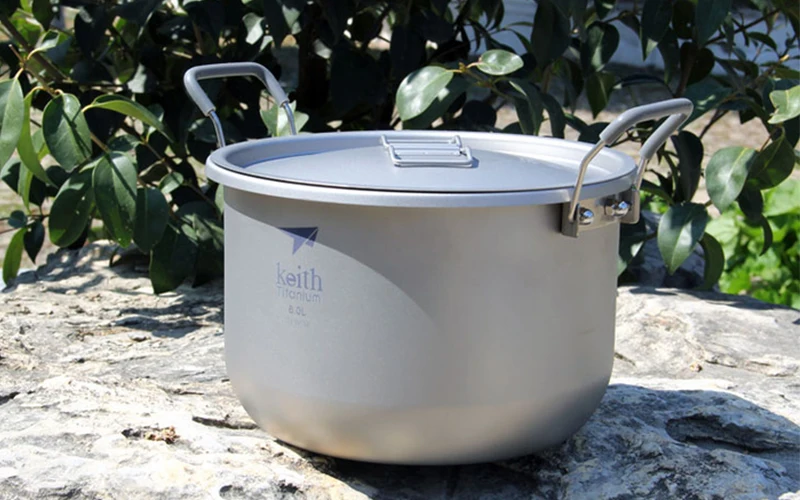 Keith titanium Pot 6L суповый горшок Титановая посуда для кемпинга, походов, охоты, пикника, кухонной утвари Сверхлегкий 870 г Ti8301