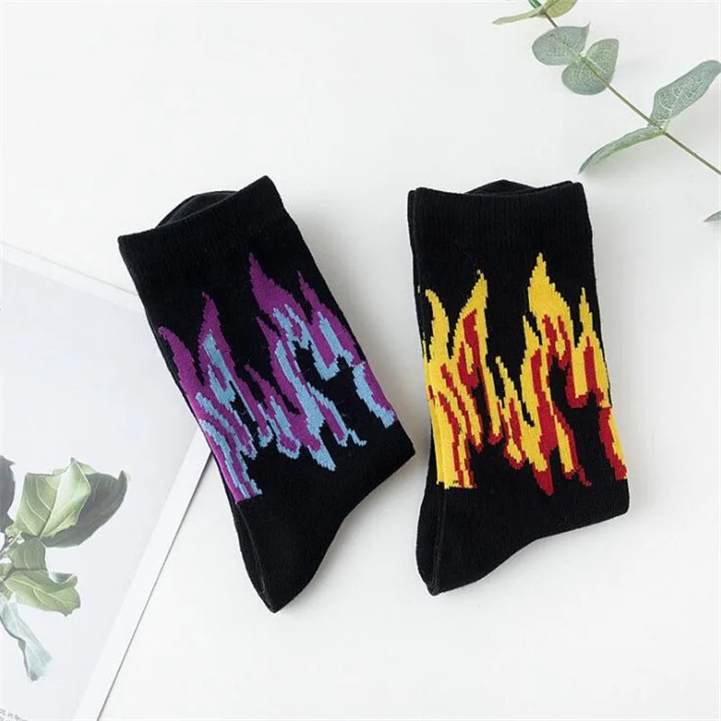 Мужские модные носки в стиле хип-хоп, популярные цветные носки для пожарных, красные, огнестойкие, теплые, уличные, Длинные хлопковые носки