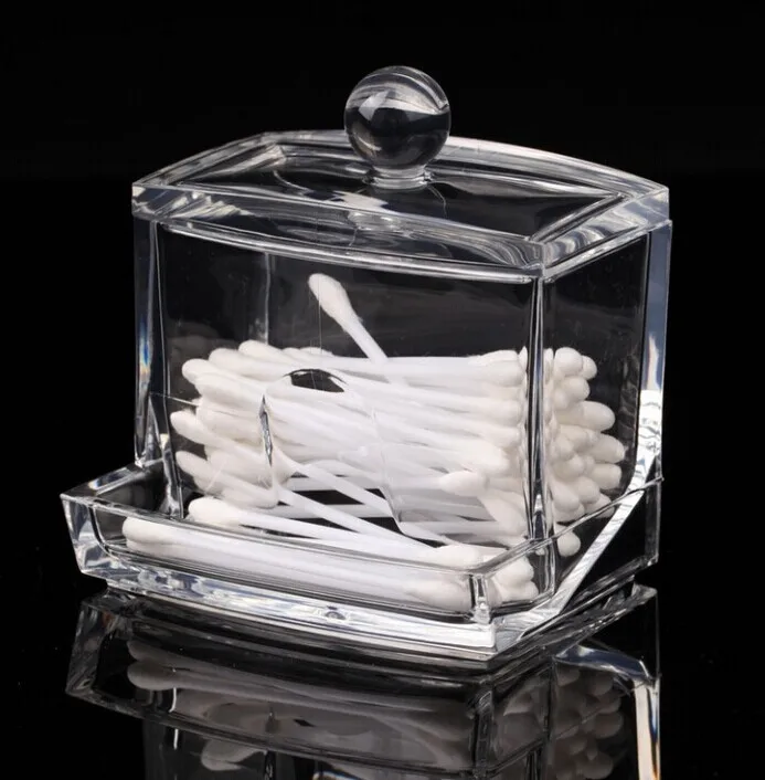 Storage Box Clear Acrylic Q tip Holder Box Cotton Swabs Stick Storage