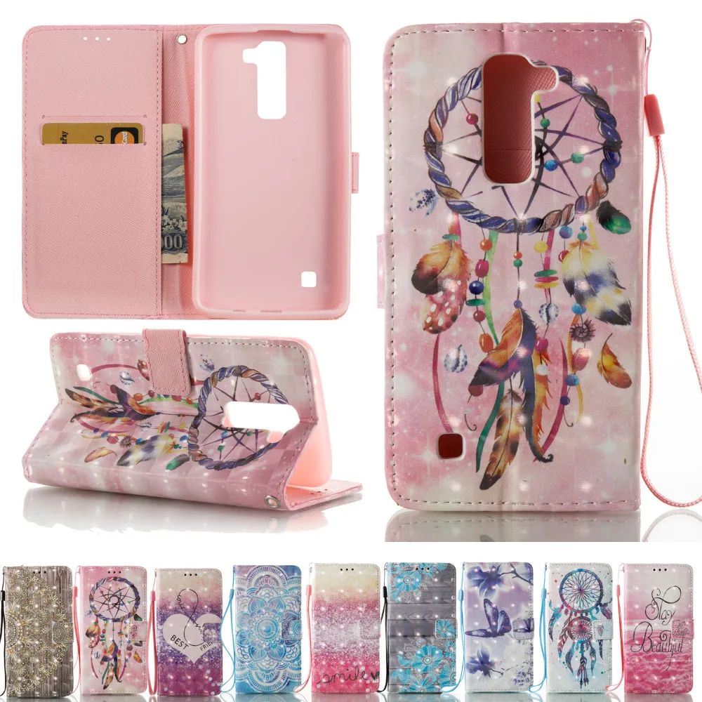 3D Colorful Printed Wallet Flip Stand Case For LG K7 X210ds / Tribute 5 LS675 MS330 Leather Cover Holder Coque Fundas | Мобильные
