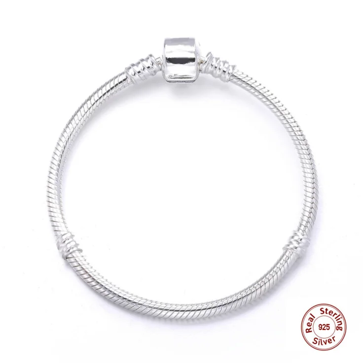 

Luxury Genuine 100%925 Sterling Silver Snake Chain Charm Bracelet basis Fit European panqiou charm bracelet Fine Diy Jewelry