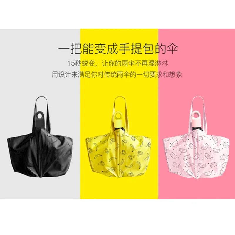 

New 3 Styles Creative Handbag Cute Watermelon Banana folding Sunny and Rainy Umbrella