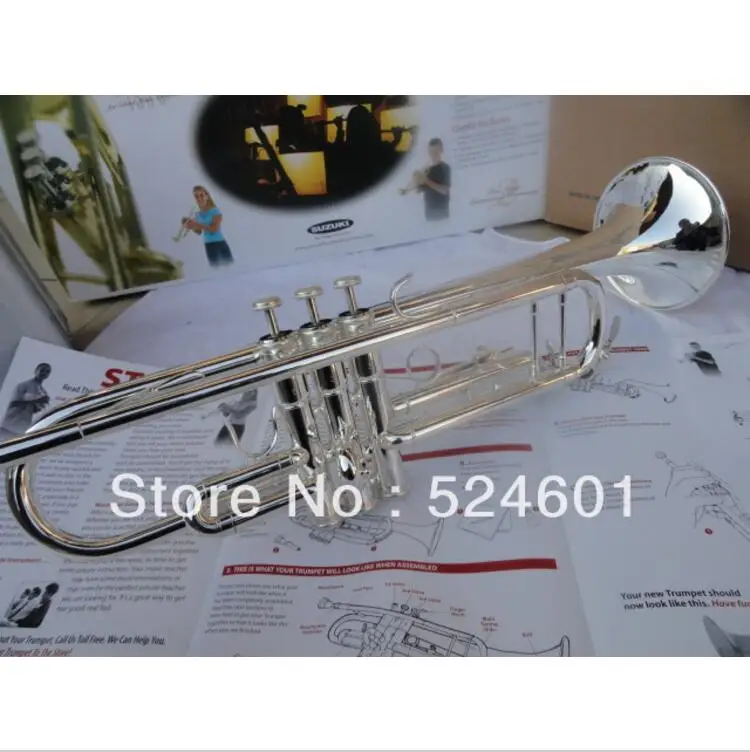 SUZUKI труба маленькая нержавеющая сталь серебрение Профессиональный 965 латунные инструменты Bb Труба TR-200S