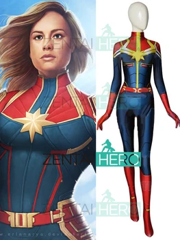 

3D Printed NEW MCU Captain Marvel Cosplay Costume SpandexMs Marvel Female Zentai Bodysuit Halloween Superhero Costume No Belt