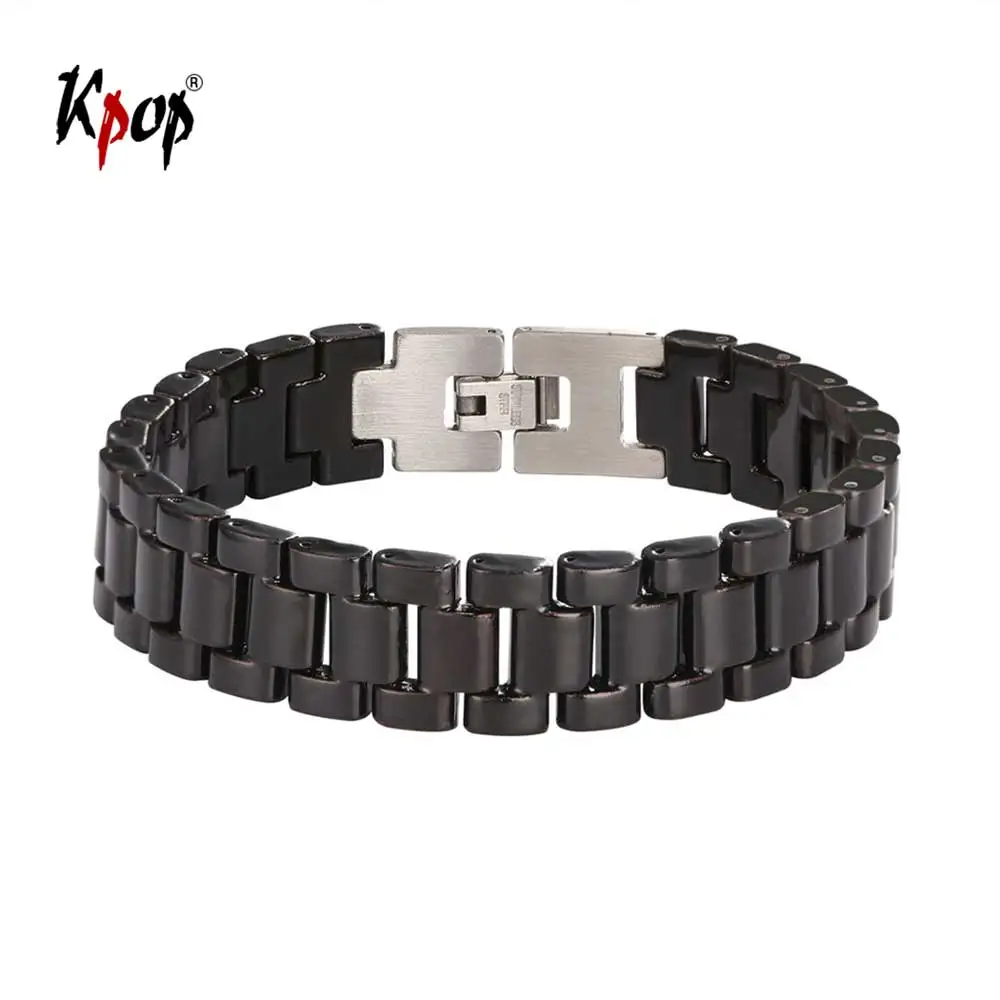 

Kpop High Quality Ceramic Bracelet Stainless Steel Black/White Color Adjustable Chain Bracelet for Women Men H2633