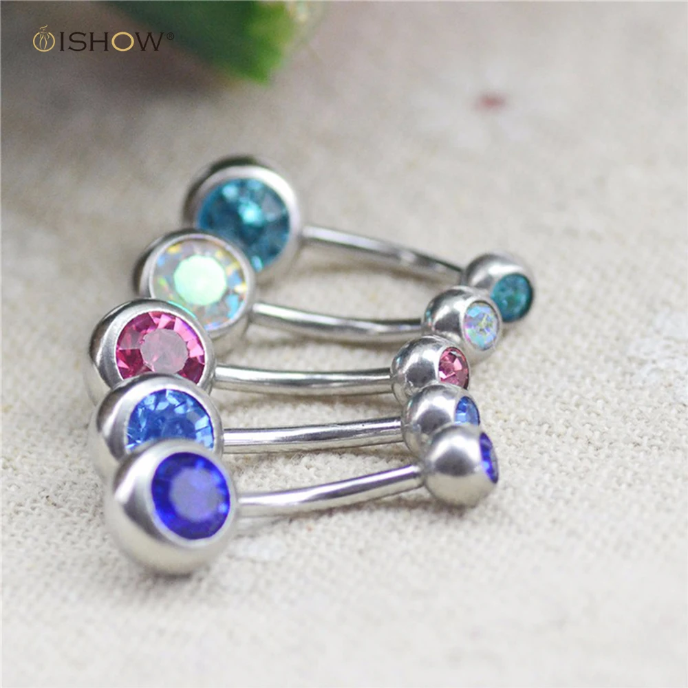 Hot Sale Medical Steel Crystal Rhinestone Belly Button Ring Navel Body Jewelry Piercing Ombligo