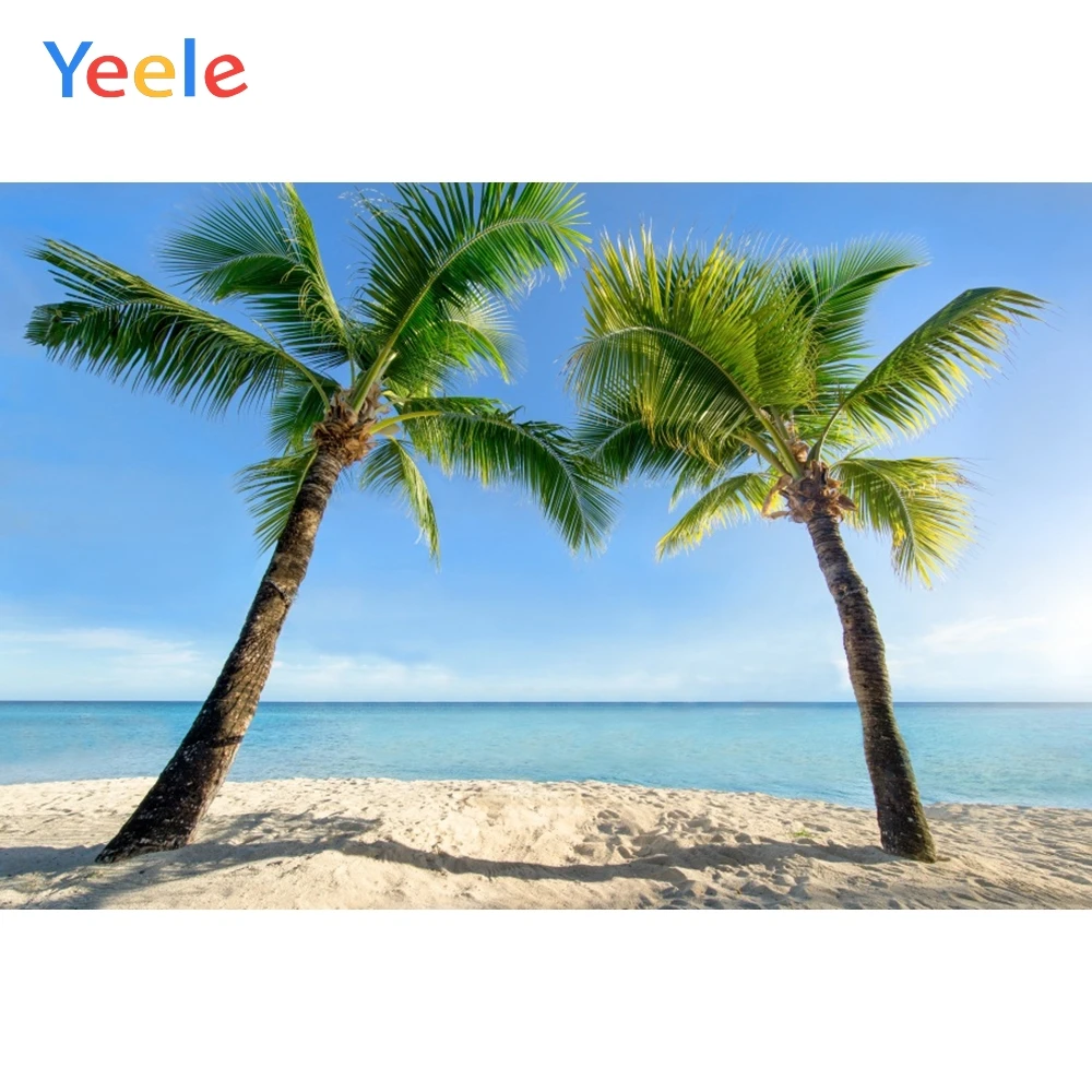 

Yeele Tropical Palm Tree Sea Beach Sand Blue Sky Baby Holiday Scenic Photo Backgrounds Photographic Backdrops For Photo Studio