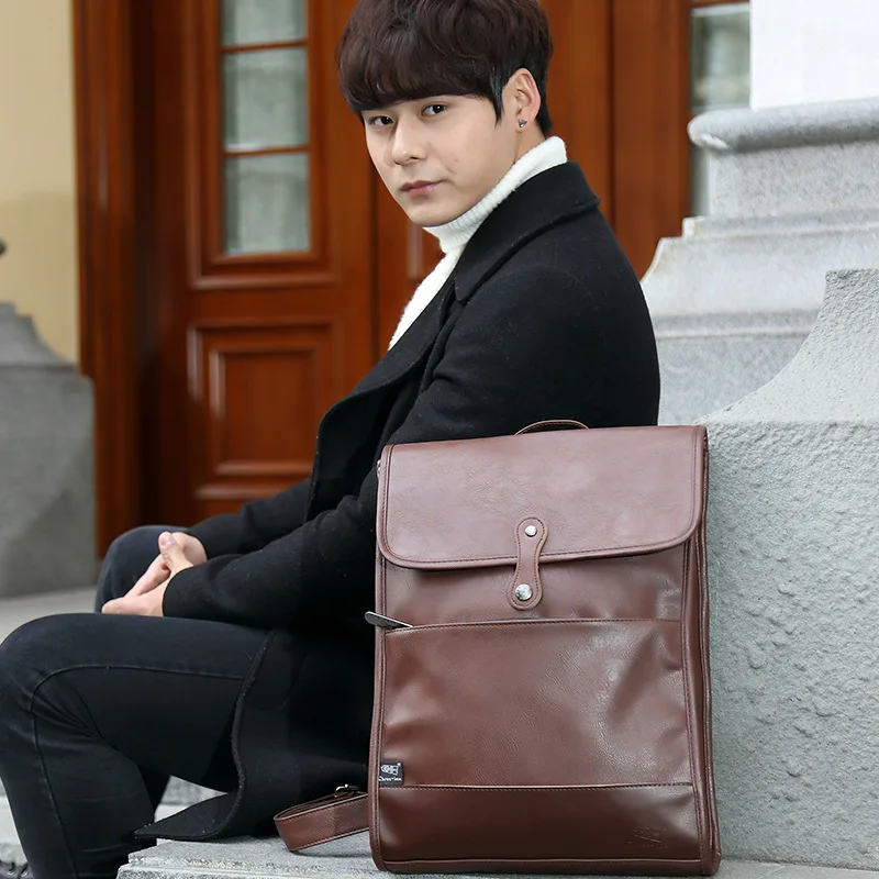 Three-box Leather Men Backpack Fashion Large Capacity Travel Bags High Quality Rucksacks Business Man's Laptop Bags Mochila