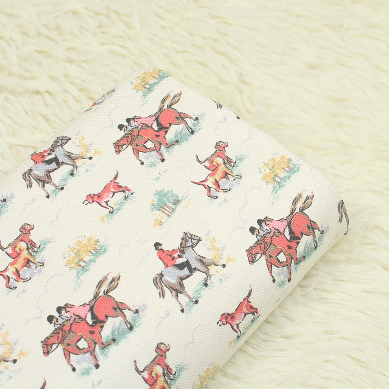 

half meter canvas cartoon horse print fabric, handmade DIY sofa pillow curtain bag cloth 140cm wide 100% cotton CR-A103