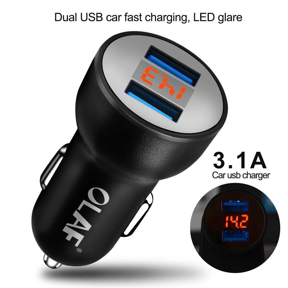 OLAF 5 V 3A USB Автомобильное зарядное устройство светодиодный экран Смарт