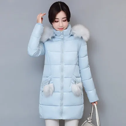 blue Новинка, зимнее пуховое хлопковое пальто для женщин, тонкая Повседневная Верхняя одежда средней длины, стеганая куртка, толстая теплая Женская парка с капюшоном L481 - Цвет: blue