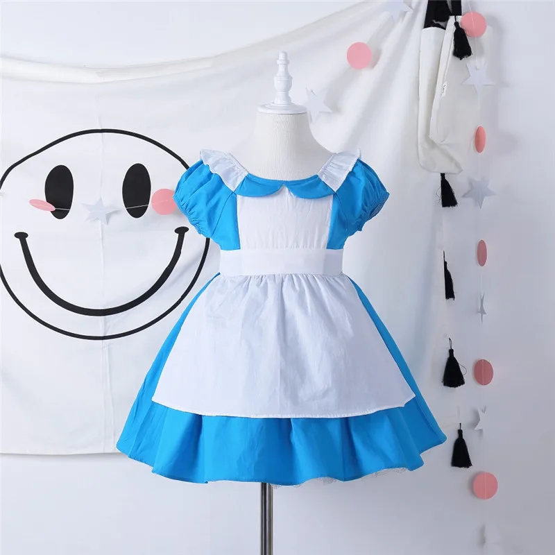Маскарадные костюмы принцессы «Алиса в стране чудес» для маленьких девочек, детское летнее платье