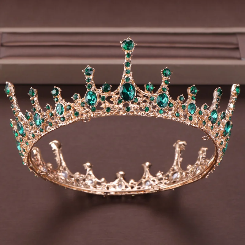Зеленый кристалл тиара Корона для невесты головной убор аксессуары для волос Круглый королева диадема свадебный венец со стразами невесты диадемы
