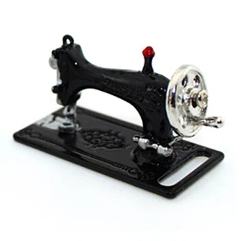 

ABWE Best Sale Metal Sewing Machine Dollhouse Miniatures Decoration 1:12 Scale Length 3.5cm Black