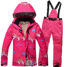 Free Shipping 2016 New Winter Women Snow Windproof Waterproof Women Ski Jacket+Pants Warm Thicken Breathable Clothes Set