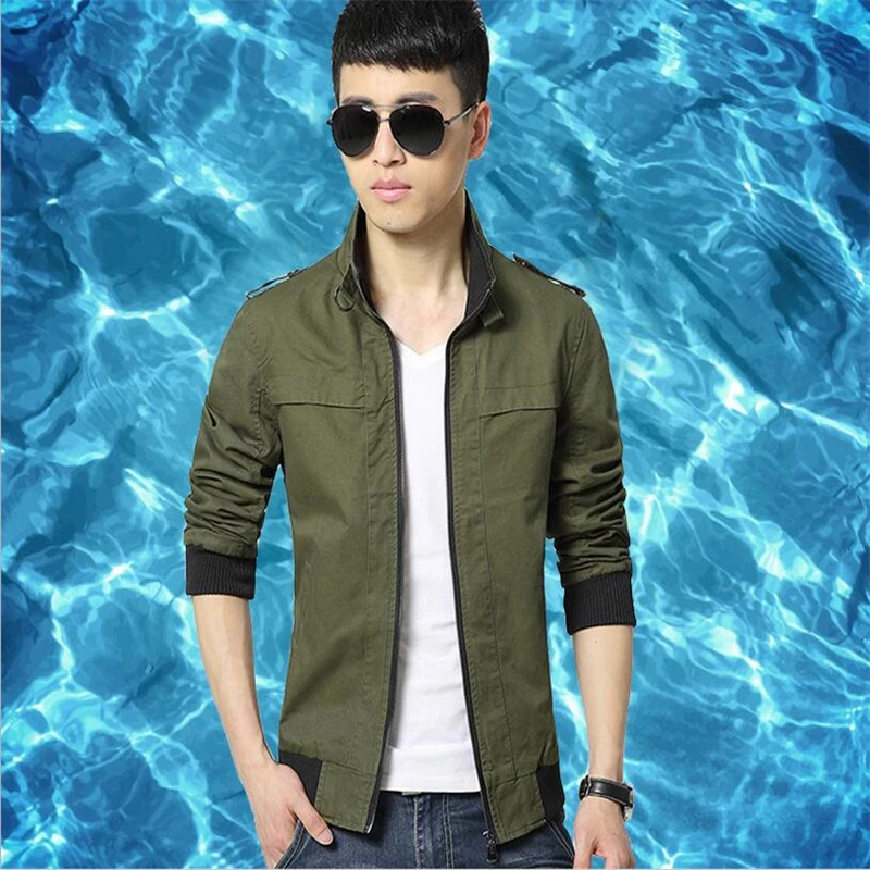 Classic Khaki and Army Green Men Jacket and Coat 2017 Top quality Male Brand Clothing Fashion