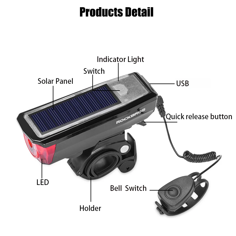 Велосипедный передний фонарь ROCKBROS громкий велосипедный гудок 350 лм зарядка через