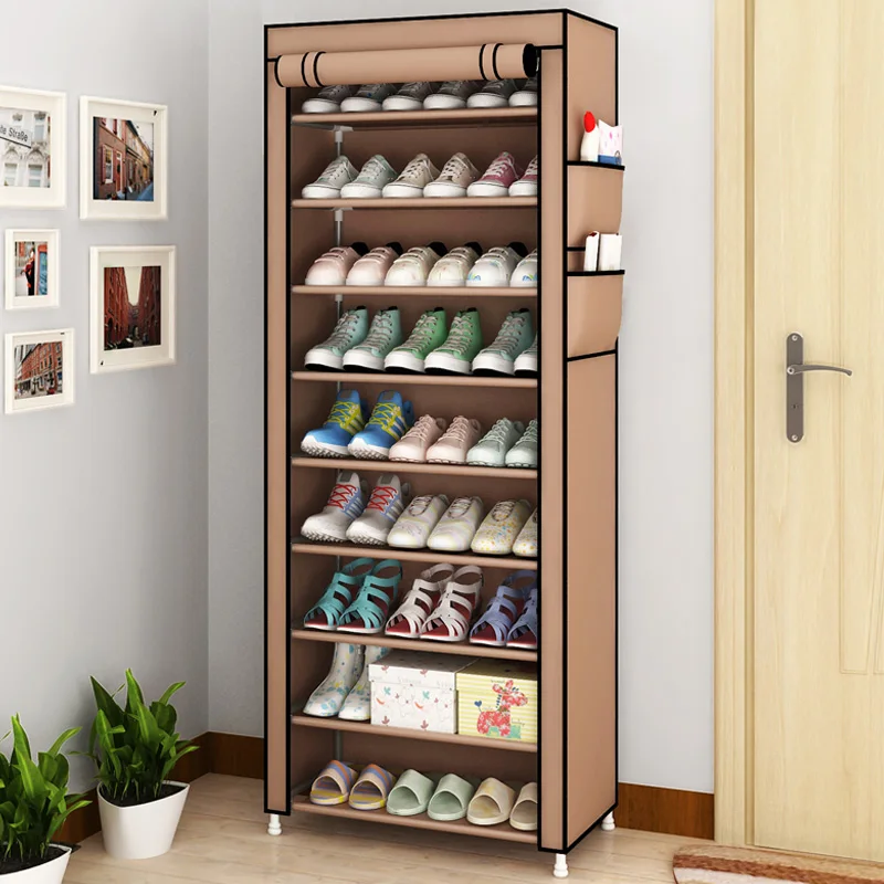 9 Tier Modern Shoe Shelves Oxford Cloth Shoe Stool Storage Cabinet